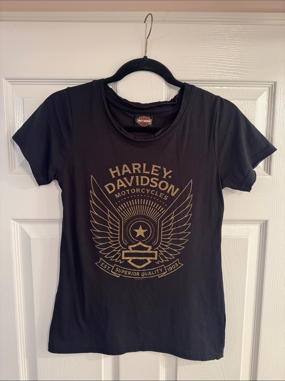 Harley-Davidson Black Tee with Gold Winged Crest